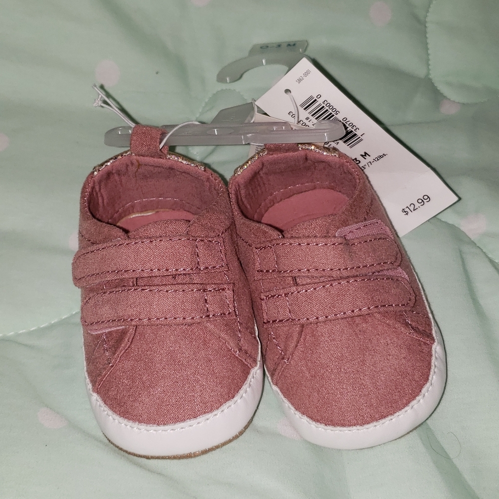 0-3m baby girl rose pink sneakers